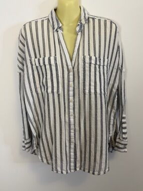 Lou & Grey Striped Button-Up Shirt